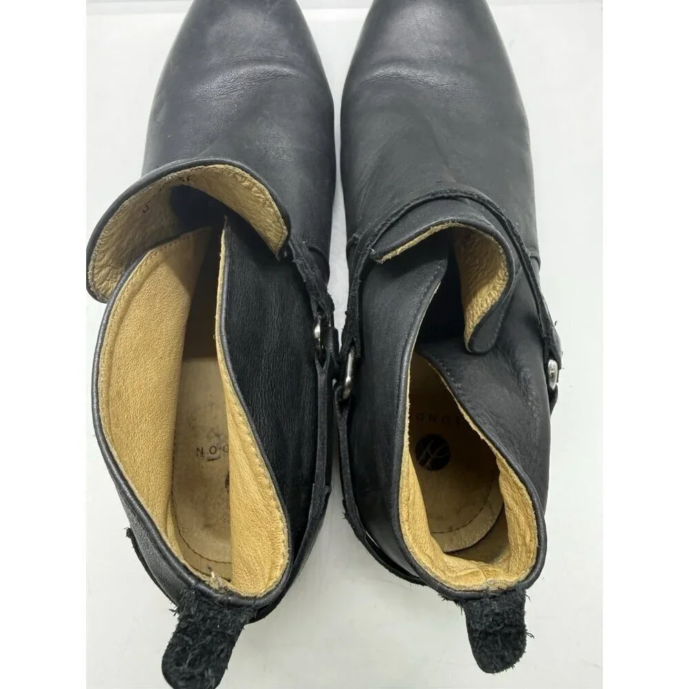 Hudson London Men’s Chelsea Ankle Boot EU 44/US 11 Black Leather Strappy Pull On